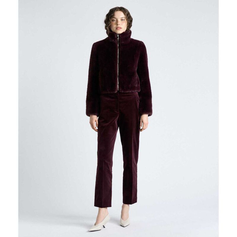 Cue Merlot Faux Fur Cropped Jacket image number 3